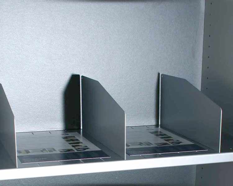 Interior storage record card dividers.