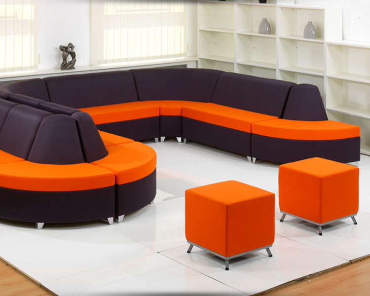 Funky modular seating with curved sections.